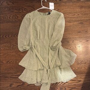 Green Floral Kids Dress